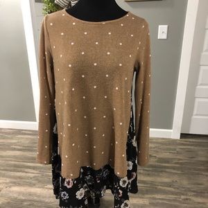 polka dot and floral tunic sweater